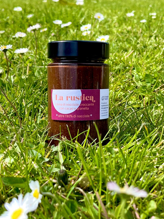 La rustica Double - Crema di nocciole intensa con cacao e granella